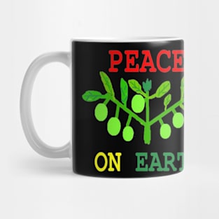 Peace on Earth on Black Background Mug